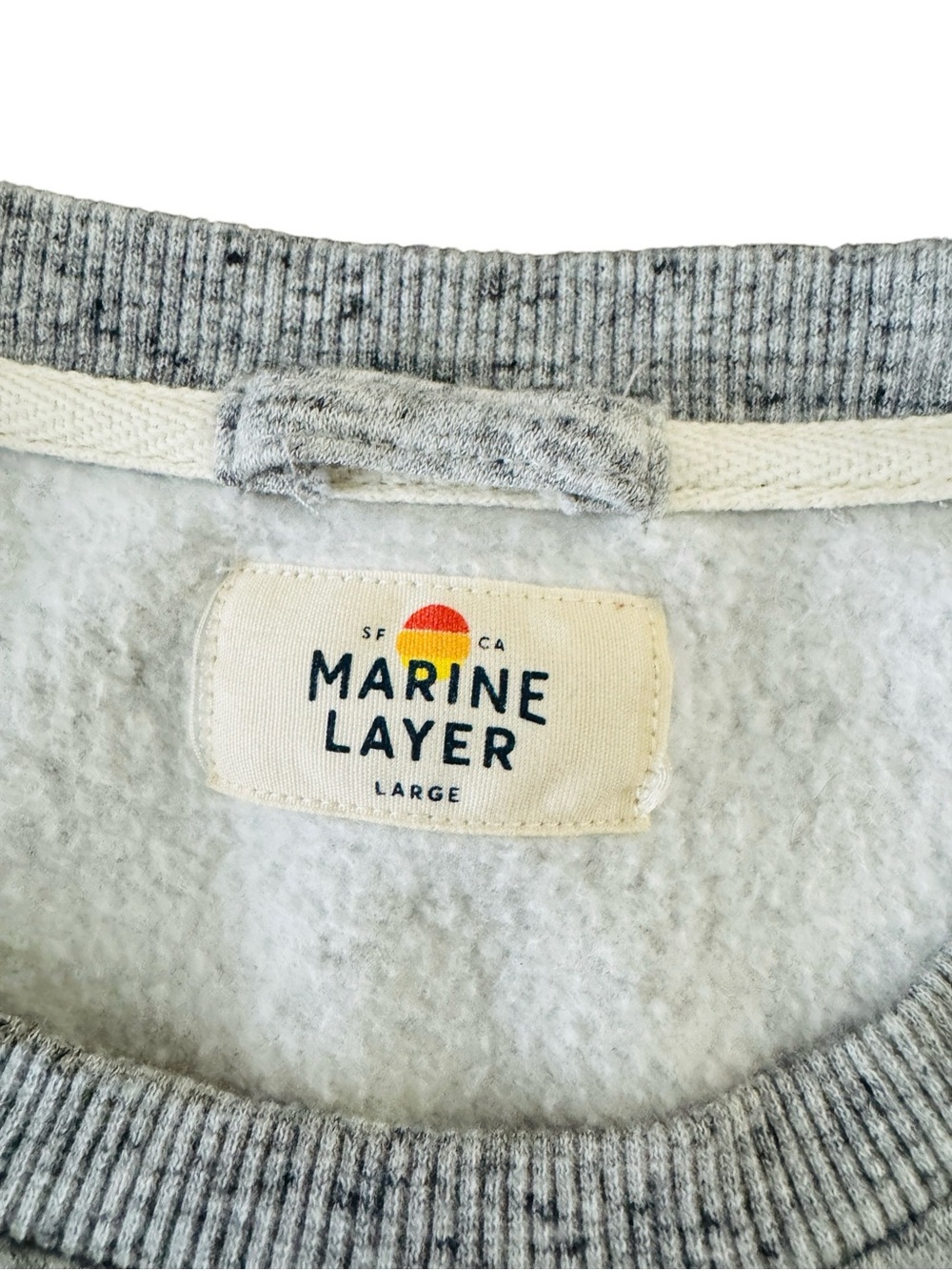 Marine Layer Pullover Sweatshirt Women’s Large Gray Colorblock Cozy Fleece Top - Picture 7 of 9